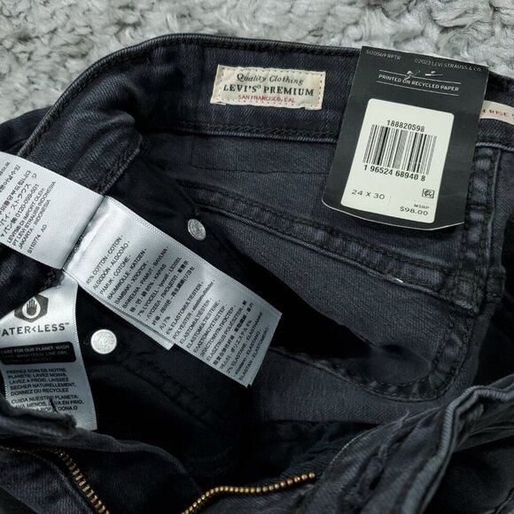 Levi's Premium 721 High Rise Skinny Jeans Black Gray Size 24x30 Stellar Stretch - Picture 6 of 11